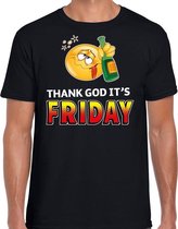 Funny emoticon t-shirt thank God it is friday zwart voor heren L