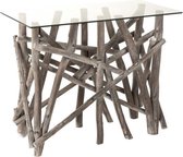 Nature branches - Sidetable - hout takken - grey wash - glazen blad - rechthoekig - console