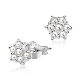 Joy|S - Zilveren classic bloem parel oorbellen 6 mm