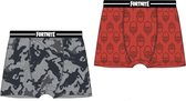 2 Pack Boxershorts - Fortnite - grijs - rood - maat 128 / 8 jaar