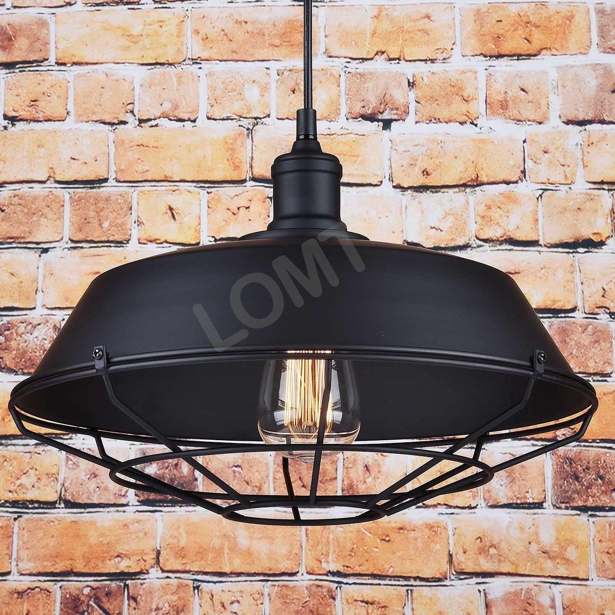 LOMT Industriele Rustieke Boerderij Plafondlamp - zwart - E27 - 60W