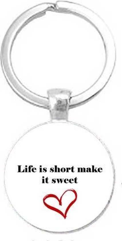 Akyol - life is short make it sweet Sleutelhanger - Life - de echte levensgenieter - life - live is short - leven - 2,5 x 2,5 CM