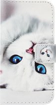 ADEL Kunstleren Book Case Portemonnee Pasjes Hoesje Geschikt voor Samsung Galaxy A10/ M10 - Katten Wit