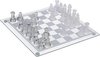 Afbeelding van het spelletje Glazen schaakspel - Schaakbord glas met glazen schaken - Luxe uitvoering