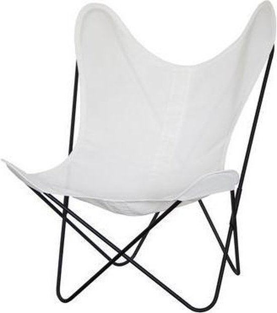 Fauteuil Butterfly - Wit - Relax stoel - 86 x 87 x 75 - Stof | bol.com