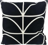 Retro Leaf  Black Kussenhoes | Katoen / Linnen | 45 x 45 cm | Zwart