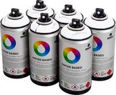 MTN Waterbasis Spuitbussen Pakket - 6x Wit Tinten - Lage druk, matte afwerking graffiti spuitverf - 300ml