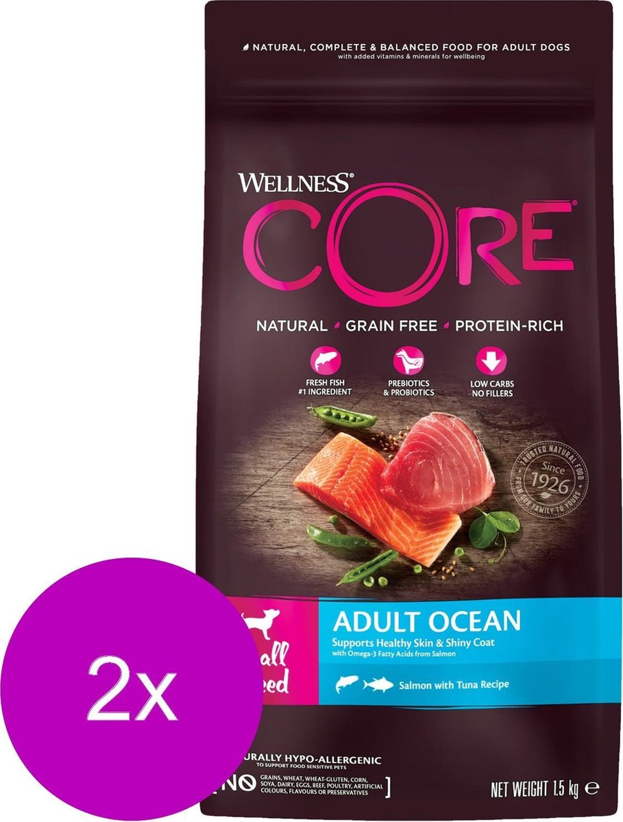 Wellness Core Grain Free Dog Small Breed 1.5 kg – Hondenvoer – 2 x Zalm