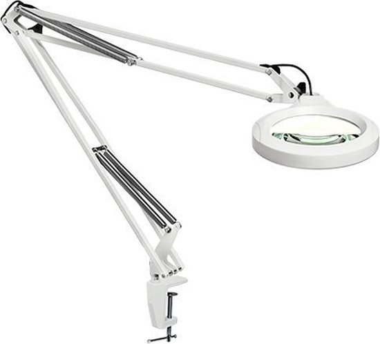 Luxo Loeplamp met LED - Vergrootglas met flexibele arm - Wit | bol.com