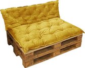 HOOMstyle Mimi palletkussen set fluweel - Loungekussen zit en rug - set 2 stuks- okergeel