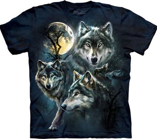 The Mountain KIDS T-shirt Moon Wolves Collage