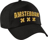 Amsterdam 020 pet  / cap zwart met gouden bedrukking voor dames en heren - Amsterdam steden baseball cap