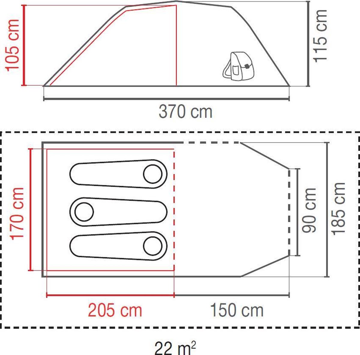 Coleman Cortes 3 tunneltent - tent 3 persoons - waterdichte tent