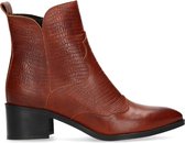 Manfield - Dames - Cognac cowboylaarsjes met lage hak - Maat 36