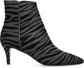 Black label - Dames - Grijze zebra enkellaarsjes met hak - Maat 38