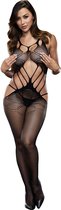 Baci - Criss Cross Crotchless Bodystocking One Size