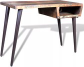 Bureau van gerecycled hout met ijzeren poten (incl. vloerviltjes)