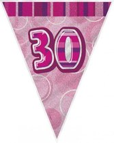 Unique Vlaggenlijn Glitz Cijfer '30' 274 Cm Roze