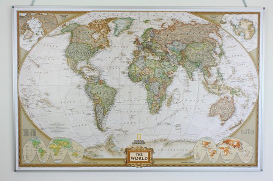 Magneetbord Wereld antiek Engels National Geographic 122x185cm