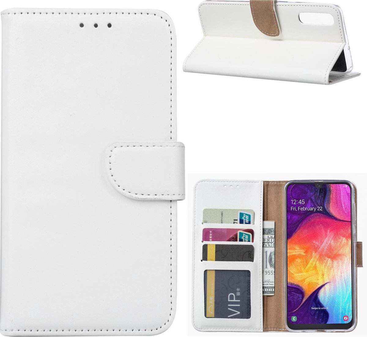 Bookcase Geschikt voor: Samsung Galaxy A70 / A70S - Wit - portemonnee hoesje