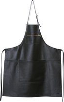 Dutchdeluxes - (Volnerf) Lederen Zipper Style Schort met Ritsvak - Zwart - BBQ