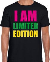 I am limited edition fun tekst t-shirt zwart heren S