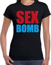 Sex bomb fun tekst t-shirt zwart dames L