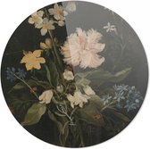 Stilleven met bloemen in een glas, Jan Brueghel (II), ca. 1625 - ca. 1630 | 80 x 80 CM | Oude Meesters | Wanddecoratie | Schilderij | 5 mm dik plexiglas muurcirckel