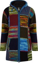 Gebreid Wollen Dames Vest van Schapenwol met Polyester Fleece voering en vaste capuchon - SHAKALOHA - W Longpatch Multi L