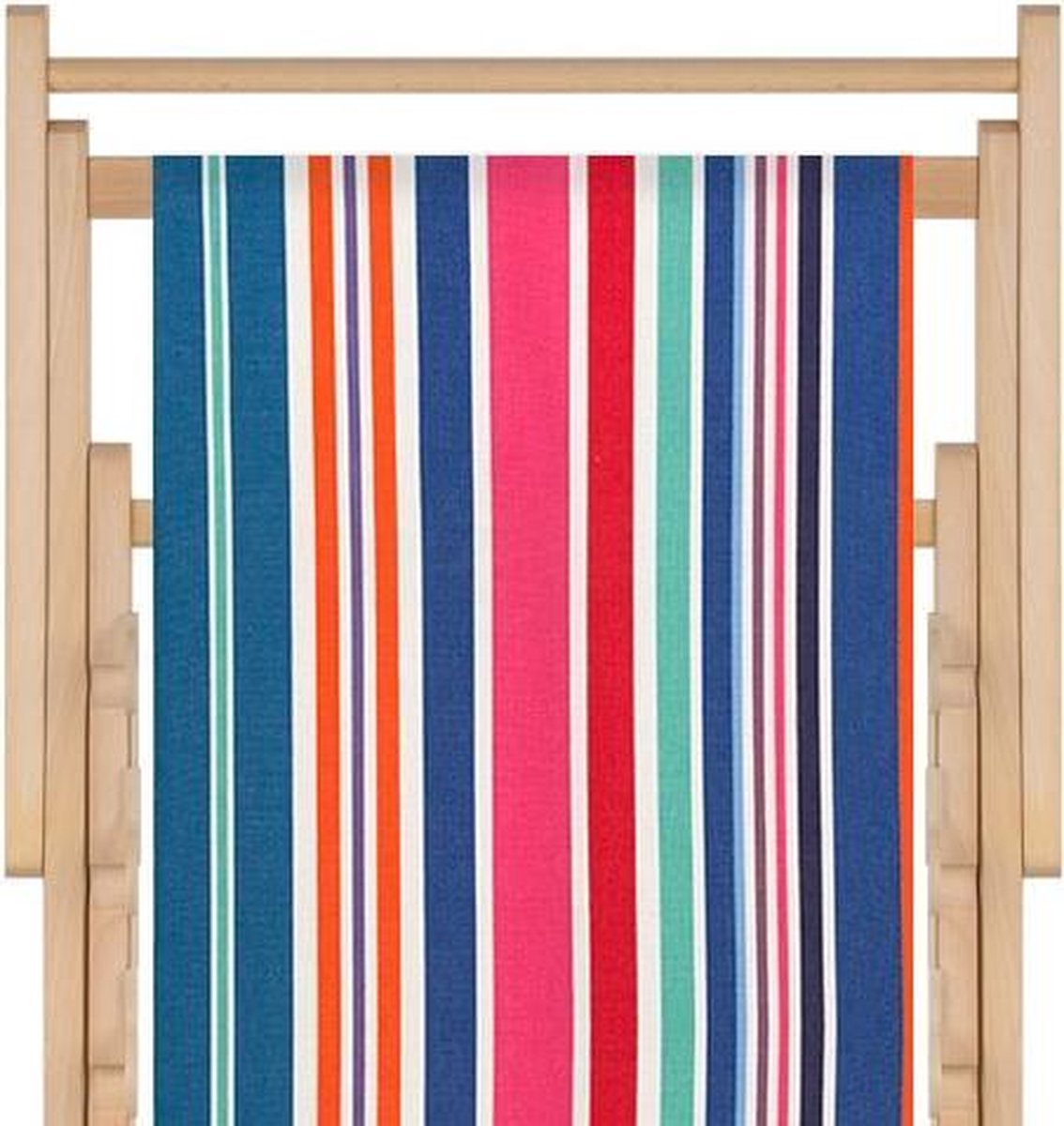 Houten strandstoel met hoogwaardige stof in katoen - massief beukehout - dubbelgeweven katoen Cabanon roy - opvouwbaar - verstelbaar in 3 standen - zonder armleuning - afneembare hoes - multicolour - strepenpatroon