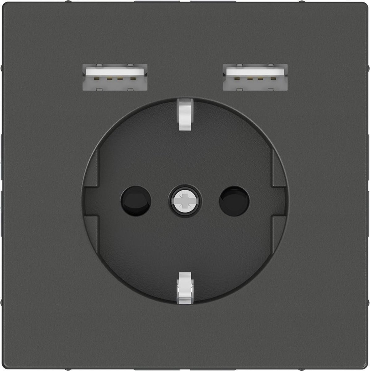 Stopcontact - Inbouw - Randaarde - USB Type A+A - Antraciet - Systeem Design - Schneider Electric - MTN2366-6034