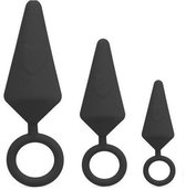 Anale Buttplug Set voor Beginners – Set van 3 Buttplugs met Ring - Zwart