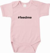 Baby rompertje #feedme | Korte mouw 50/56 Licht roze