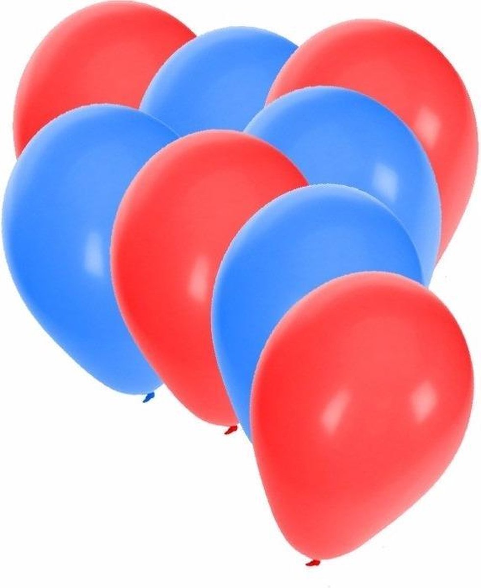 30x ballons - 27 cm - décoration rouge / bleu