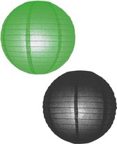 Lampionnen pakket groen en zwart 10x
