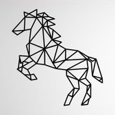 LINE ART, PAARD - Steigerend paard zwart - Wanddecoratie - Hout -  XL 80 cm