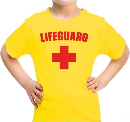 Lifeguard verkleed shirt geel voor kinderen - reddingsbrigade shirt - Verkleedkleding voor jongens en meiden - carnaval kostuum 134/140