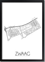 DesignClaud Zwaag Plattegrond poster - A2 + fotolijst zwart (42x59,4cm)