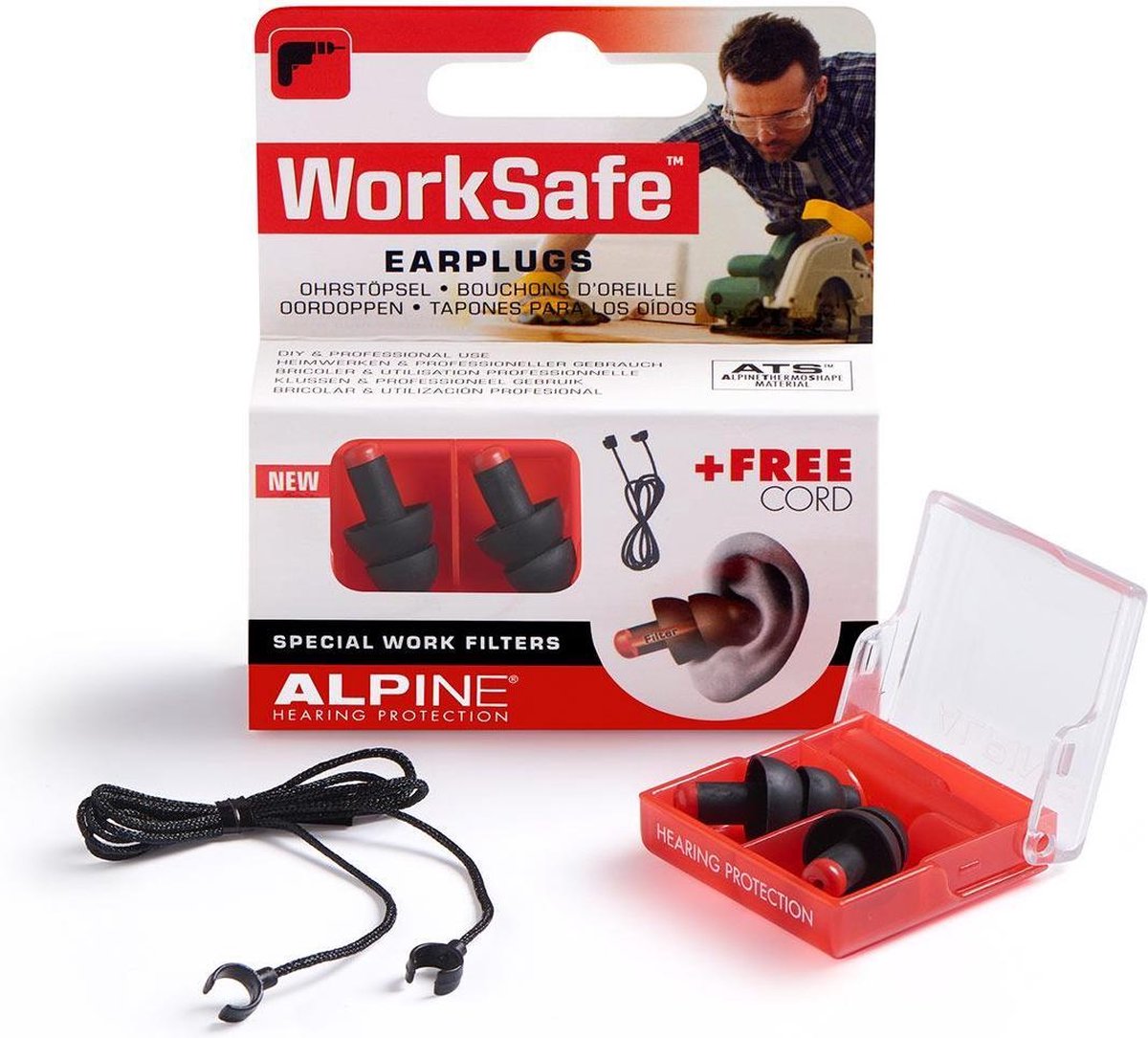 Alpine WorkSafe - Klus oordoppen - Voorkomt gehoorschade - Zwart - SNR 23 dB - 1 paar