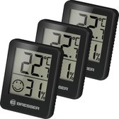 Bresser Temeo Hygrometer - Zwart – Set van 3 - Checkt Binnenklimaat