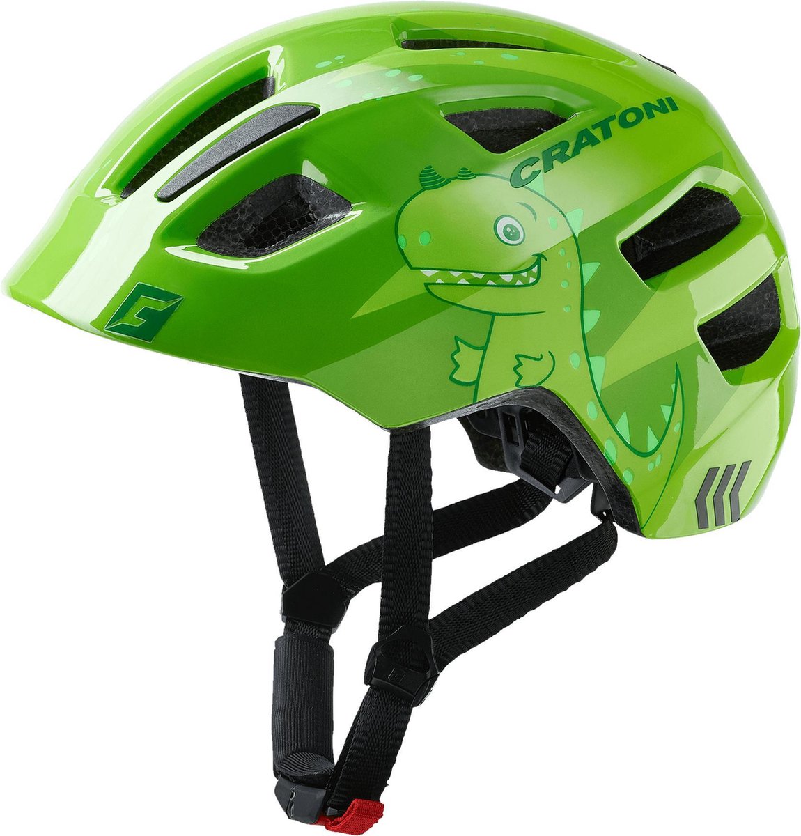 Cratoni Maxster Dino groen - kinderhelm XS-S (46-51cm) - EN1078 - Extra bescherming achterhoofd en slapen