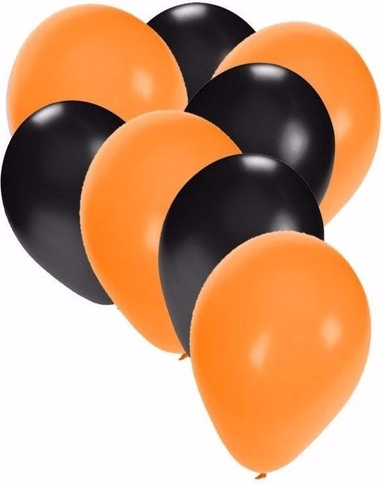 Halloween ballonnen 30 stuks zwart/oranje