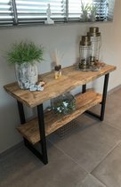 Boomstam Sidetable l hout l staal l 230 x 40 x 75 GEMONTEERD GELEVERD