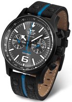 Vostok Europe 6S21-5954198 horloge heren - zwart en blauw - edelstaal PVD zwart