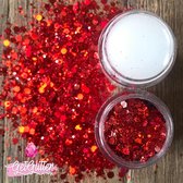 GetGlitterBaby® - Biologische / Biologisch afbreekbare Rode Chunky Festival Glitters voor Lichaam en Gezicht Jewels / Biodegradable Face Body Glittergel - Rood en Glitter Gel Balm HuidLijm