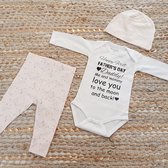 MM Baby rompertje met tekst eerste vaderdag papa cadeau geboorte meisje jongen set met tekst aanstaande zwanger kledingset pasgeboren unisex Bodysuit | Huispakje | Kraamkado | Gift Set