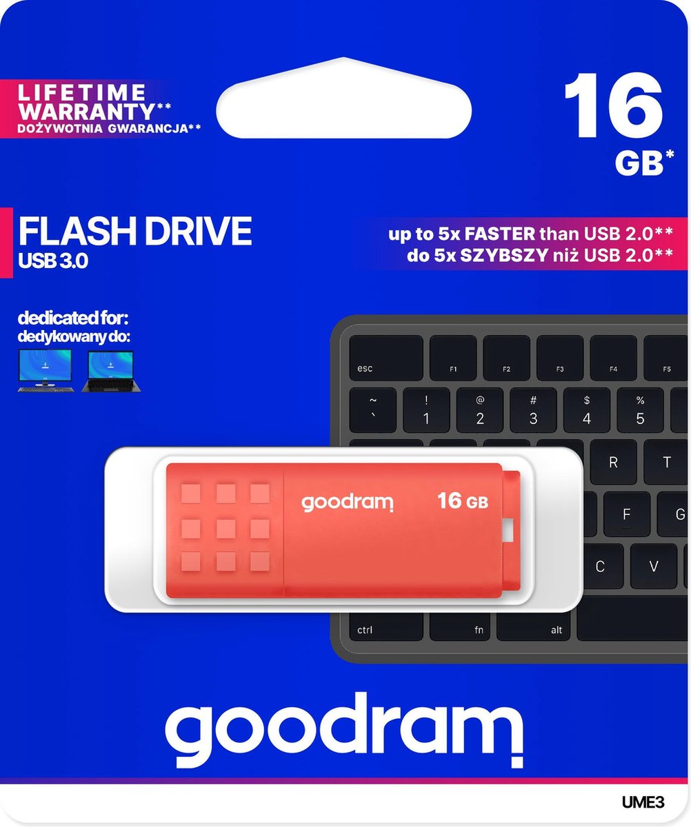 Goodram UME3-0160O0R1 USB flash drive 16 GB USB Type-A 3.2 Gen 1 (3.1 Gen 1) Oranje