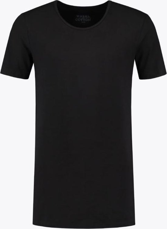 Extra lang t-shirt - Wijde ronde hals zwart - L | bol.com