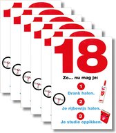 6 MAP wenskaarten met envelop - 18e Verjaardag - 15 x 10 cm