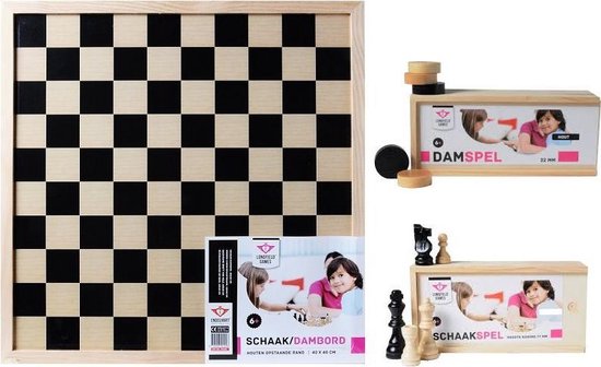 Afbeelding van het spel Longfield Games Compleet dam/schaakbord met schaakstukken en damstenen